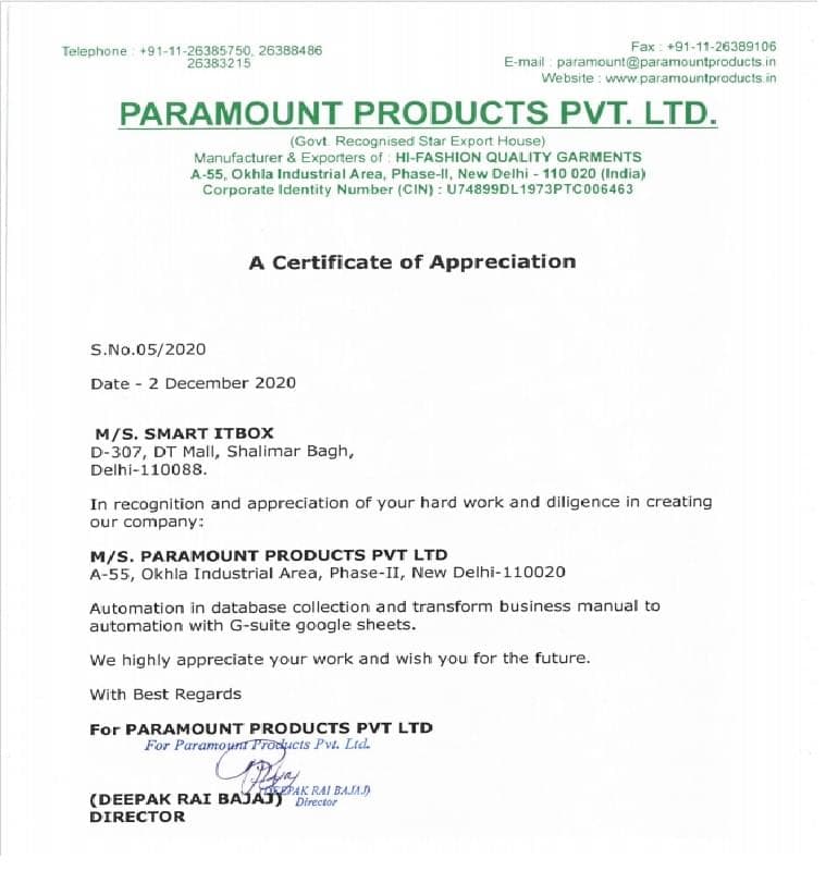 Paramount Products Pvt. Ltd.
