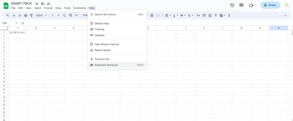 Google Sheet Shortcut key